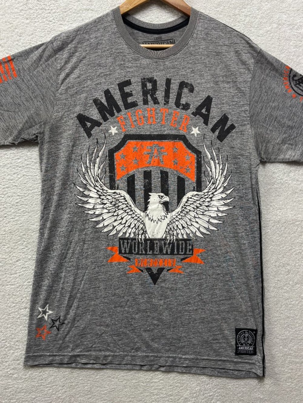 American Fight Shirt Mens Large Grey Buckle Punk Grunge Y2K Graphics